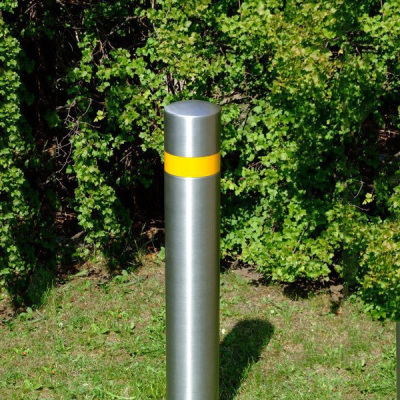 Semi-Domed Top High Vis Stainless Steel Bollard